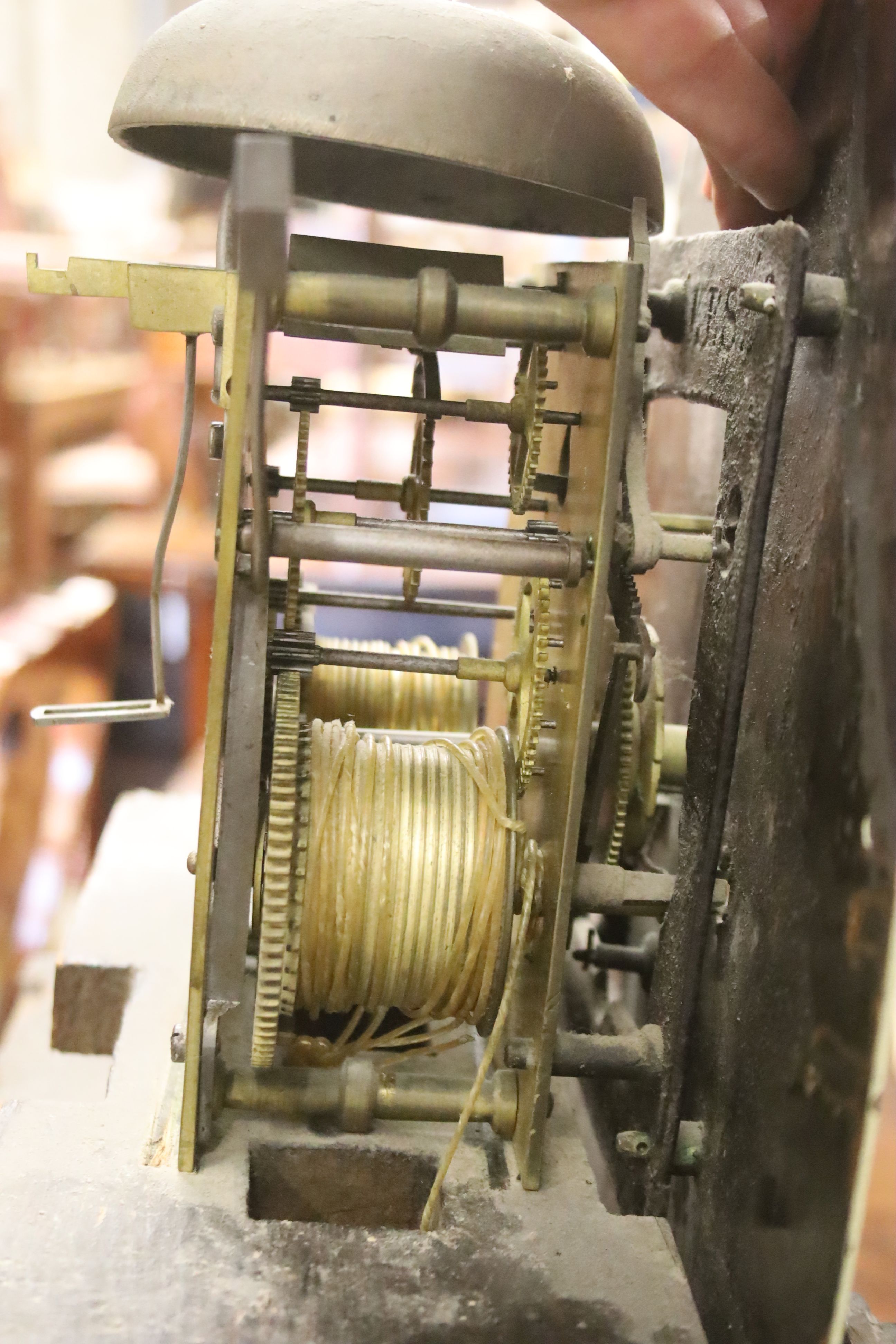 An early 19th century oak eight day longcase clock, marked Cousens Langport, height 194cm